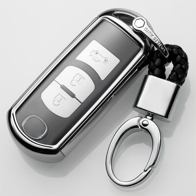 

Di Galen all-inclusive Mazda 3 Angkorra special key set Artez CX-5 cx-4 Car key bag protective shell car key ring electric silver big head buckle