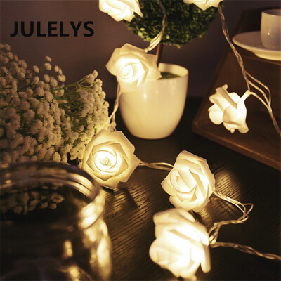 

JULELYS 1.2M 10 ламп Гирлянда Аккумуляторная светодиодная роза String Lights Украшение для свадебного отдыха Gerlyanda Christmas Room Decor