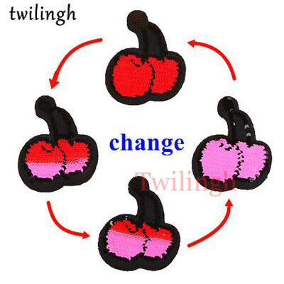 

twilingh Patches 1pc Reversible Change Sequins Patches Fruit Pineapple DIY Sew On Patches For Clothes Applique Decoration