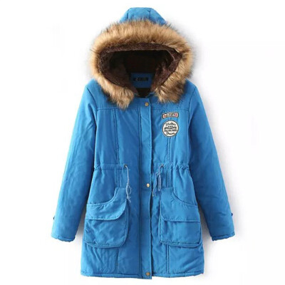 

Thick cotton-padded JacketWinter new arrival fur collar hooded coat womens cotton-padded coat large size