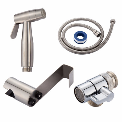 

Free Shipping 304 Stainless Steel Brushed Nickle Double Water Mode Bidet Sprayer Shattaf With Diverter