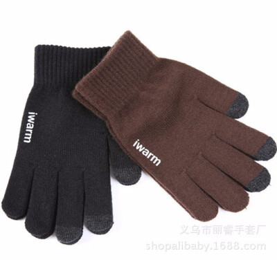 

New men&women in autumn&winter knitted thickened&fleece warm&non-slip touch screen gloves