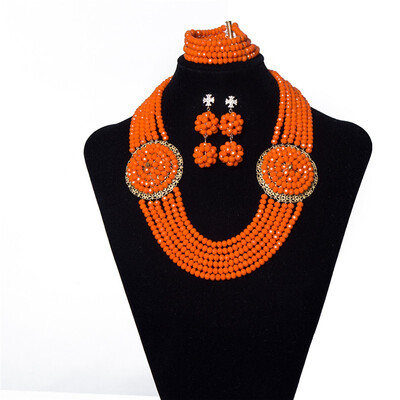 

Bright Red Crystal Statement Necklace Sets For Women Nigerian Wedding Beads Bridal Costume African Jewelry Set Free Shipping