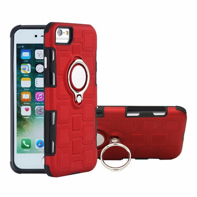 

SHS Phone Case For Iphone 6 Plus6s Plus7 Plus8 Plus Luxury Armor Ring Bracket Silicon TPU Lattice texture Protection
