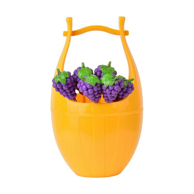 

UpperX 6pcs Chic Barrel Food Fruit Salad Forks Home Kitchen Bar Decoration Gadgets Set grape