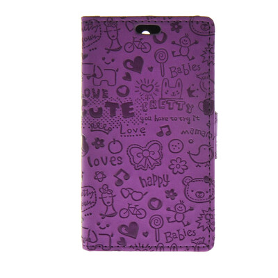 

MOONCASE Cute Little Witch Leather Side Flip Wallet Card Holder Stand Pouch ЧЕХОЛ ДЛЯ Sony Xperia Z4 Compact (Mini) Purple