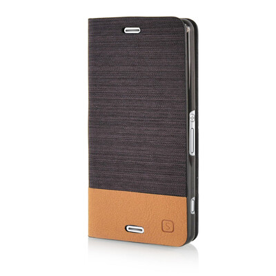 

MOONCASE Canvas Design Leather Side Flip Wallet Pouch Stand Shell Back ЧЕХОЛ ДЛЯ Sony Xperia Z3 Compact ( Z3 Mini ) Coffee