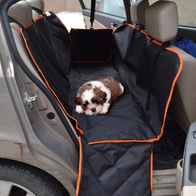 

Anself Luxury Hammock Pet Car Seat Cover Waterproof Nonskid Dog Cat Seat Covers with Orange Brim And 2 Side Flaps for Cars Trucks