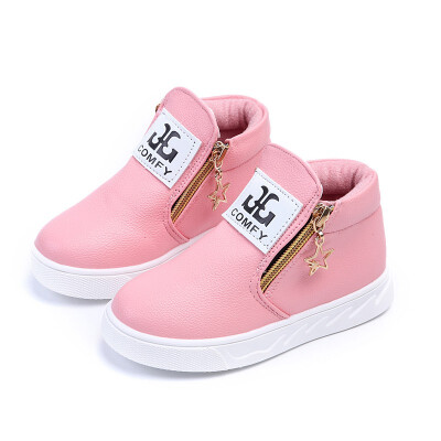 

2018 fashion casual girls leather boots sneakers shoes for child leather sneakers boots shoes flat with child girls boots shoes