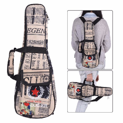 

21" Ukelele Bag Case Paper Pattern Oxford Backpack Adjustable Shoulder Strap Pocket 6mm Thicken Padded