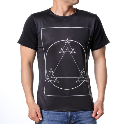 

Personality Round Neck Pullovers Round&Triangle Line Printed T-shirts For Men