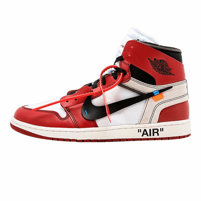 

Nike The 10 Air Jordan 1 OFF WHITE Mens Basketball Shoes Red Shock Absorption Wear Resistant Breathable AA3834 101