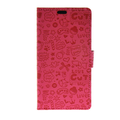 

MOONCASE Cute Little Witch Leather Side Flip Wallet Card Holder Stand Pouch ЧЕХОЛ ДЛЯ Sony Xperia C4 Hot pink