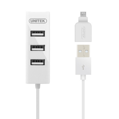 

(UNITEK) USB сплиттер 2.0 с адаптером otg 4-полосный концентратор 0,3-метровый планшетный компьютер Эндрюс мобильный телефон ступица белый JD21D6DWH