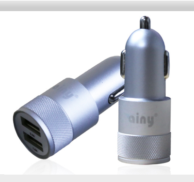 

Автомобильное зарядное устройство Ainy EB-018Q с 2-мя USB (1A/2.4A) серебристое