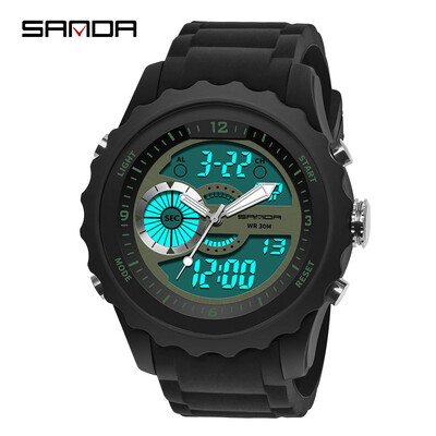 

SANDA Men Analog Quartz Digital Watch Dual Display Waterproof Sports Watches for Men Silicone LED Electronic Watch