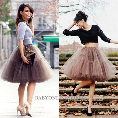 

Skirts Womens 6 Layers Midi Tulle Skirt Burgundy Red Tutu Skirts Women Ball Gown Party Petticoat