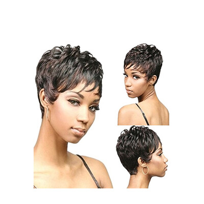 

QianBaiHui Short Curly Wigs - Black Mix Brown Color Wigs for Black Women Daily Use Fashion Full Wig Wig Cap