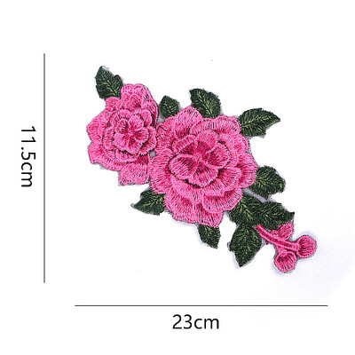 

Sunbling Embroidered Patch 3D Red Roses Flower Patches For Women Wedding Dress Clothing Sticker Lace Applique