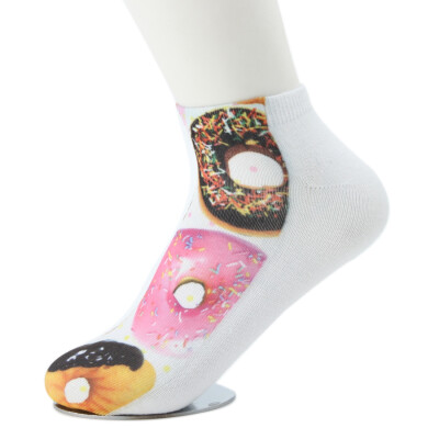 

3D Printed Unisex Mens Womens Harajuku Cute Low Cut Ankle Socks Donut