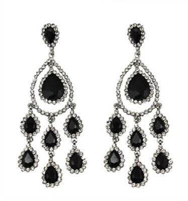 

Idealway New Fashion 5 Colors Clear Purple Blue Black Red Rhinestone Crystal Long Bridal Wedding Jewelry Earrings