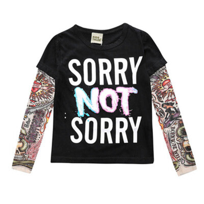 

2018 Boy Clothes Cotton T-shirt Long Sleeve Children Tee Shirts Novelty Tattoo Sleeve Baby Girl Tops Spring&autumn KidsTop