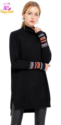 

XL XXL 3XL 4XL 5XL plus size casual new autumn winter 2018 sweater women turtleneck long sleeve big size black loose vintage