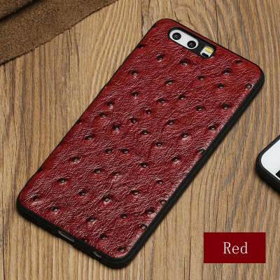 

Genuine Leather Phone Case For Huawei P10 Plus Ostrich Texture Back Cover For Mate 9 10 Cases