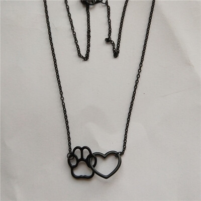 

Hollow Pet Paw Footprint Necklaces Shellhard Cute Animal Dog Cat Love Heart Pendant Necklace For Women Girls Jewelry Necklace