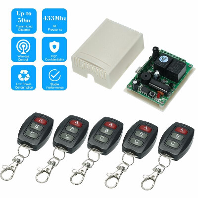 

433Mhz DC 12V 2CH Universal 10A Relay Wireless Remote Control Switch Receiver Module And 5PCS 3 Key RF 433 Mhz Transmitter Remote