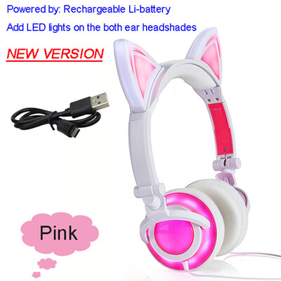 

wired Stereo Cat Ear Headphones Flashing Glowing cat ear headphones Gaming Headset Earphone 7 Colors LED light