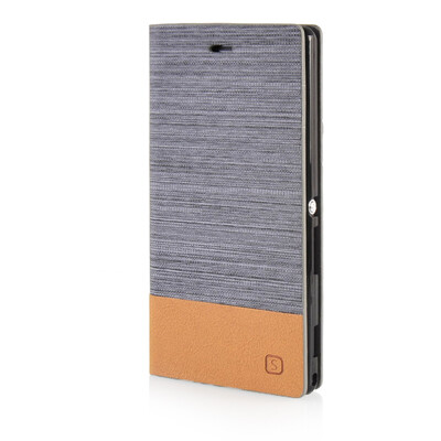 

MOONCASE Canvas Design Leather Side Flip Wallet Pouch Stand Shell Back ЧЕХОЛ ДЛЯ Sony Xperia M2 Dark Brown