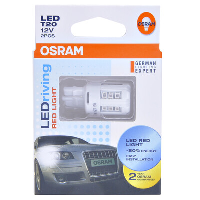 

OSRAM W21 5W LED Headlight Brake Light Back Light Rear Fog Light Auto Light Bulb Assist Light 7715R Red light 12V3W 2 sticks