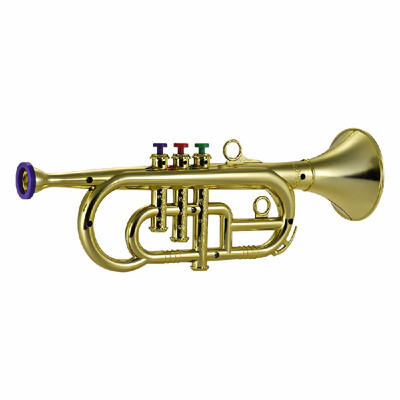 

Exquisite Trumpet Music Wind Instrument 3 Keys Trumpet Kids Toys Gold Electroplating Plastic Decoration
