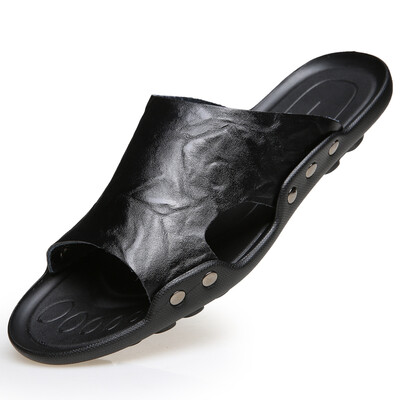

2018 Summer New Style Fashion Leather Sandals Slip Large Size Sandals&Slippers Beach Shoes