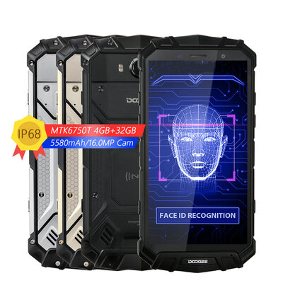 

IP68 Water DOOGEE S60 Lite Wireless Charge 5580mAh 12V2A Quick Charge 52 FHD MT6750T Octa Core 4GB 32GB Smartphone 160MP