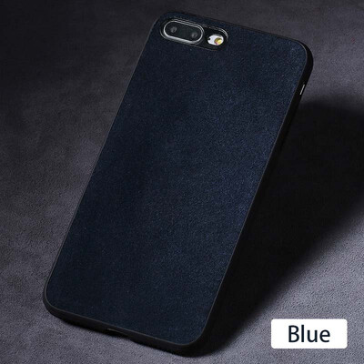 

Genuine Leather Phone Case For iPhone 7 8 Plus Suede leather Back Cover For X 6 6S Plus Cases
