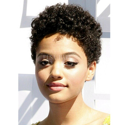 

Cheap Lace Front Wigs afro kinky curly Human Hair Wigs brazilian Best Hair none full lace very short Hair wigs for Black Women