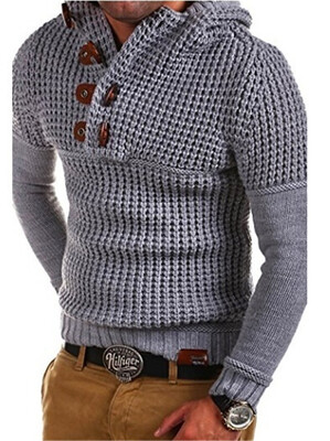 

Mens Knitted Coat Sweater with Button