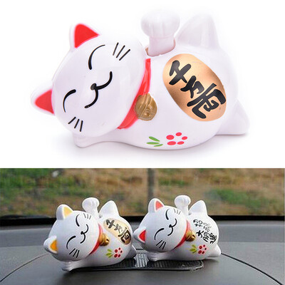 

New Solar Powered 4 Maneki Neko Lucky Waving Beckoning Fortune Cat Car Decor