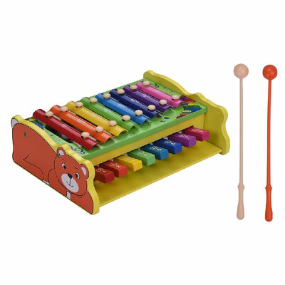 

Multifunctional 2-in-1 Wooden Xylophone Glockenspiel 8 Notes with 2 Mallets Educational Percussion Instrument Musical Toy Gift for