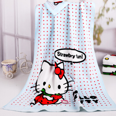 

Yaguang towel textile Hello Kitty Hello Kitty Love Strawberry cotton cartoon printing velvet towel blue 92g Article 34 76cm