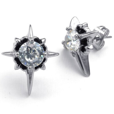 

Hpolw Mens Womens Cubic Zirconia Stainless Steel Cross Star Stud Earrings, Silver