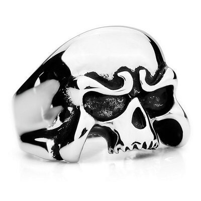 

Hpolw Men's Large Stainless Steel Ring Silver Skull Gothic Biker