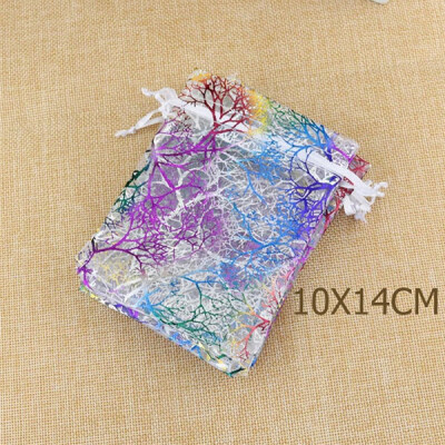 

FANLUS Sheer Organza Favor Bags For Wedding Baby Shower Rattan Print Gift Bags Samples Display Drawstring Pouches-white