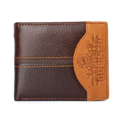 

GUBINTU Wallet Short Men Zip Mens Wallet Leather Genuine ID Card Holder