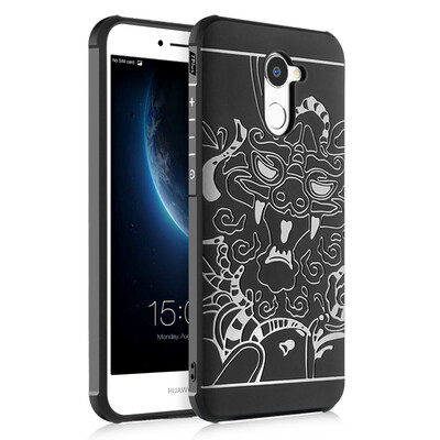 

Goowiiz Phone Case For Huawei Honor Play 6AEnjoy 7 Plus Carved Dragon Thin Matte soft Silicone Prevent falling