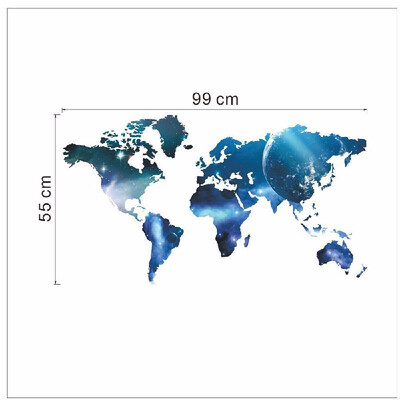 

Decorative Self Adhesive Living Room Bedroom Office World Map Decal Blue Removable Mural Wall Art Sticker Home Decor DIY