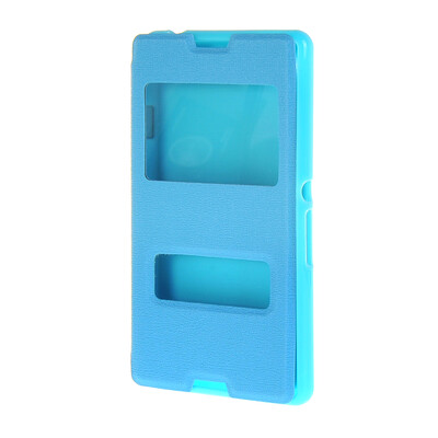

MOONCASE Side Flip Hard board Slim Leather Bracket Window Case Cover for Sony Xperia E3 Blue