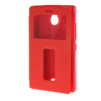 

MOONCASE Side Flip Hard board Slim Leather Bracket Window Case Cover for Nokia Lumia X2 X+ X2DS Red